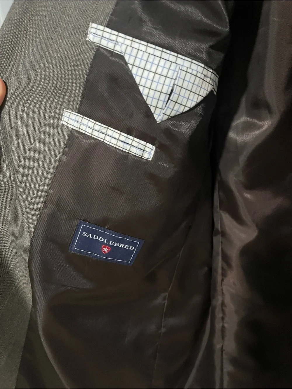 Saddlebred Blazer 44R Classic Gray Shadow Pinstripe 2 Button Jacket Sports Coat